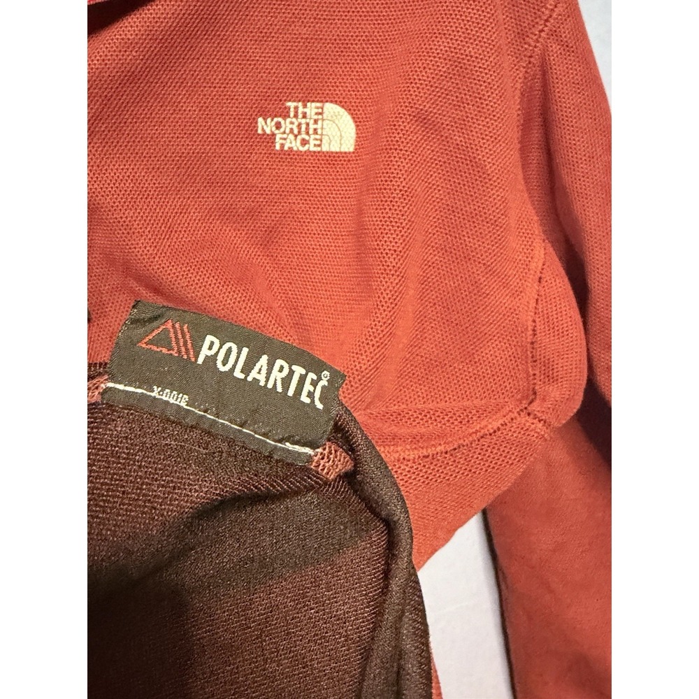 VINTAGE The North Face M Orange Red Baselayer 1/4 Zip Made in USA Polartec - Picture 3 of 5